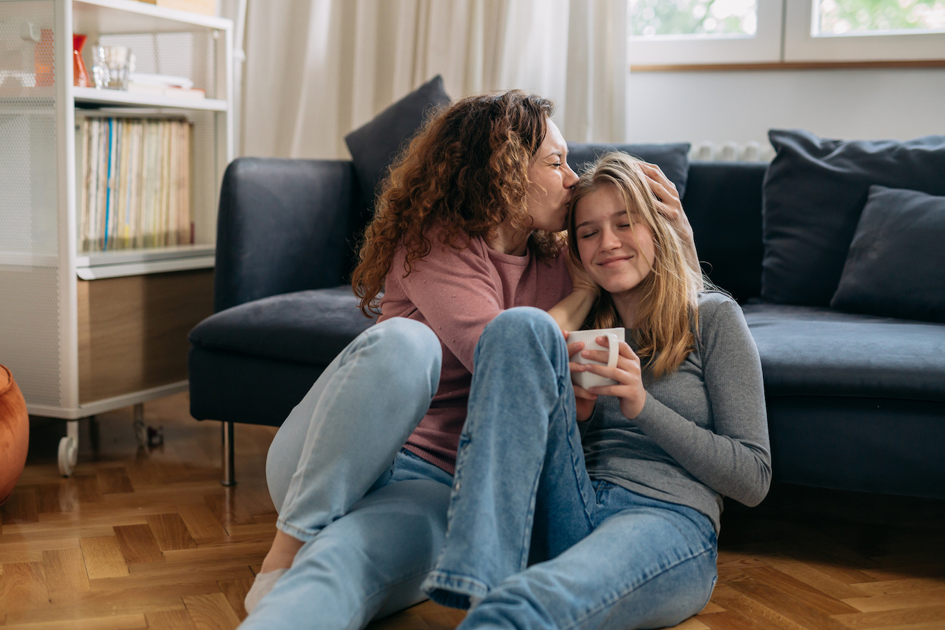 mother and daughter at home