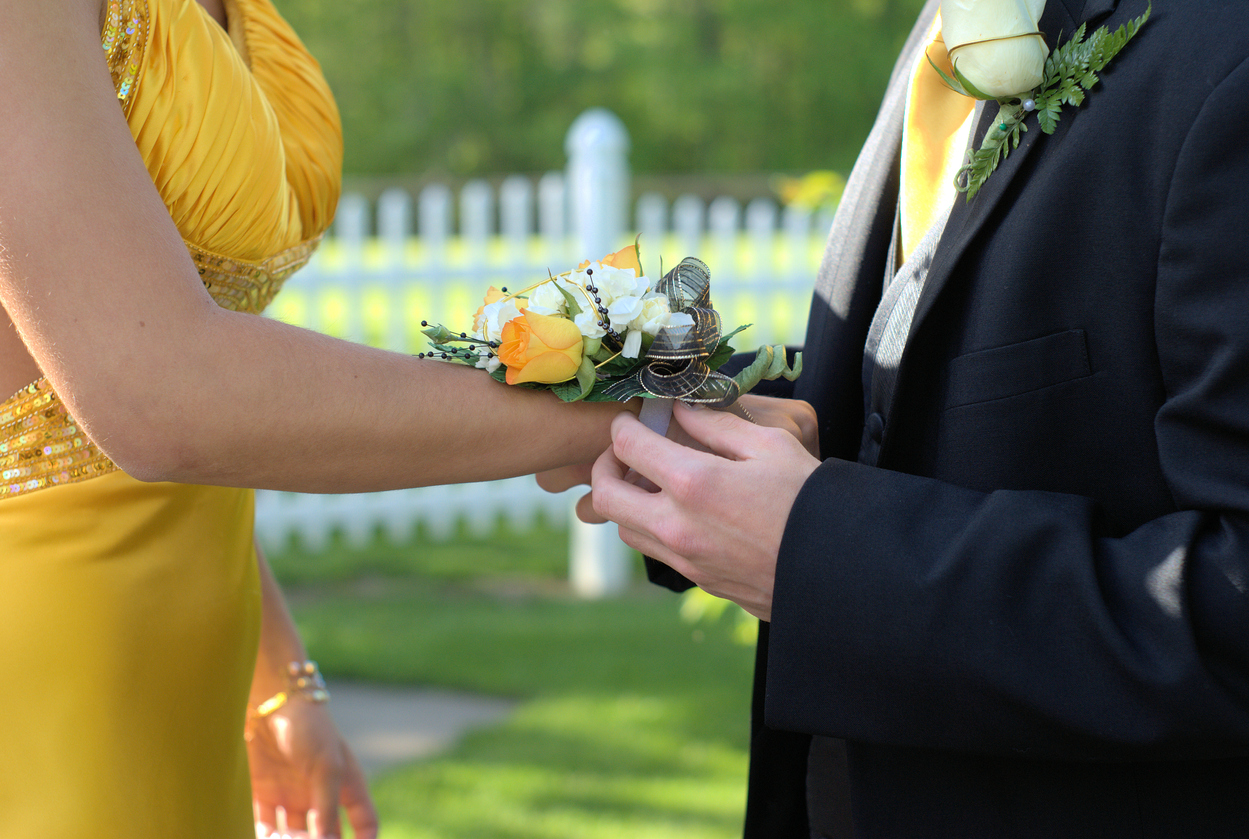 prom wedding couple corsage