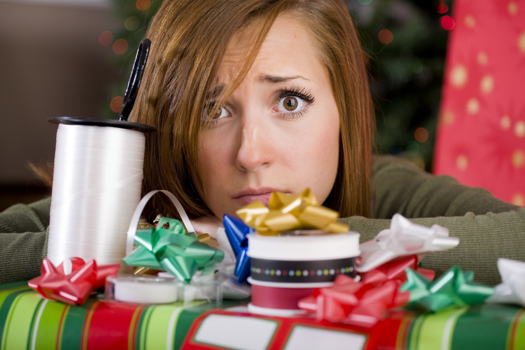 Young Woman with Christmas Present