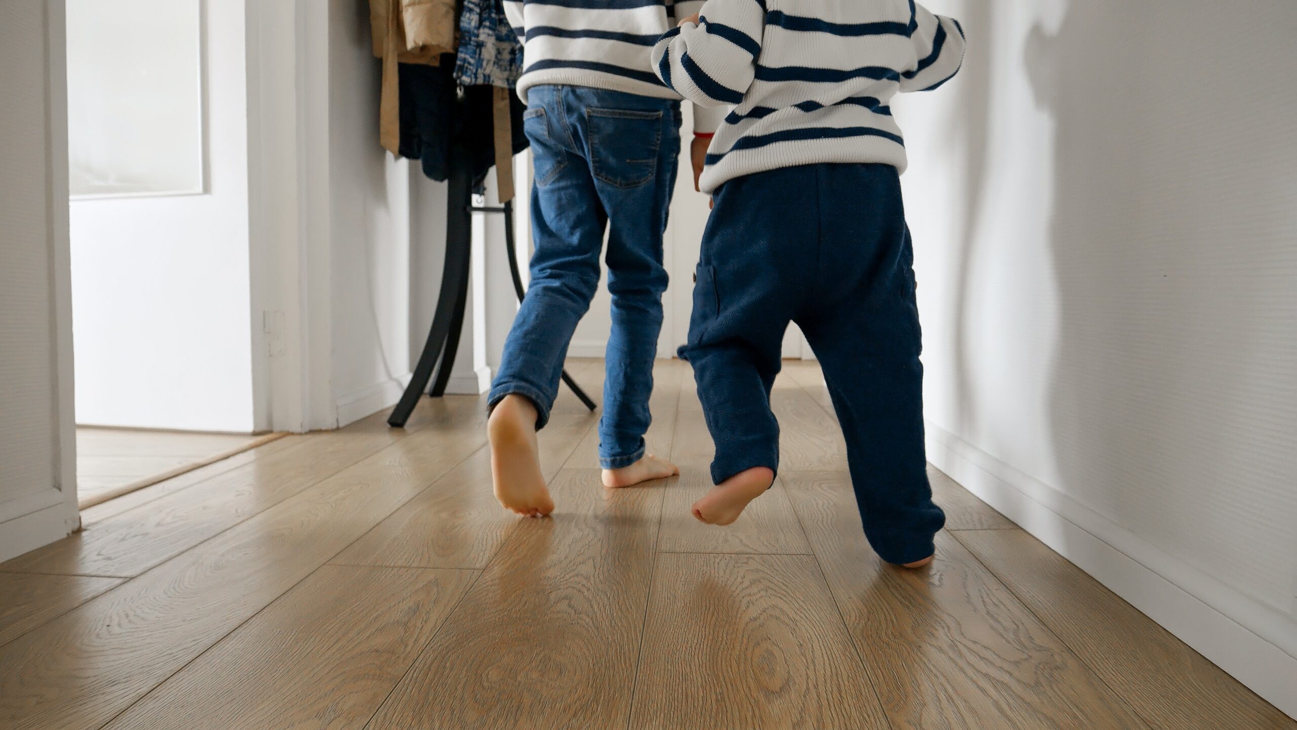 Kids running in house