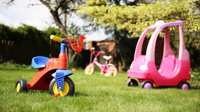 Children's toy car outside