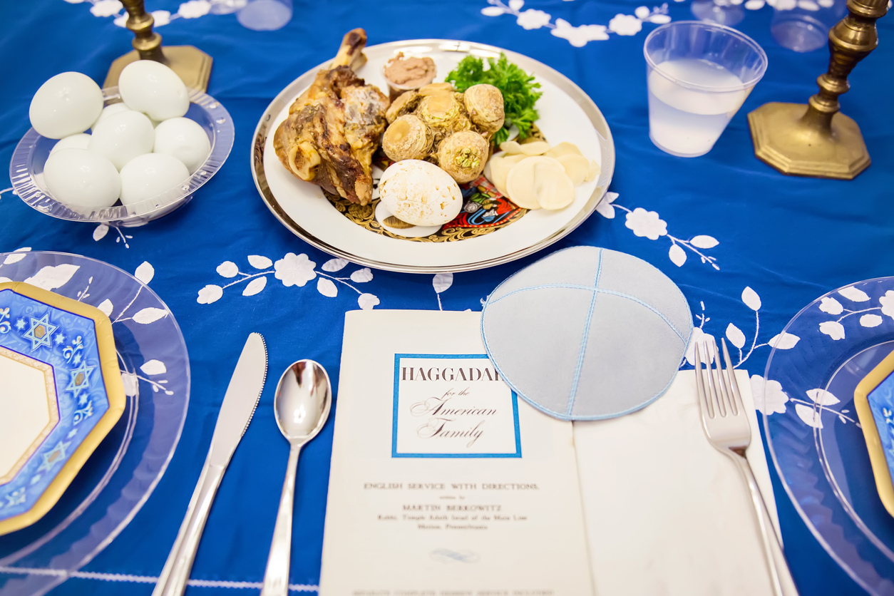 Traditional Passover Seder table