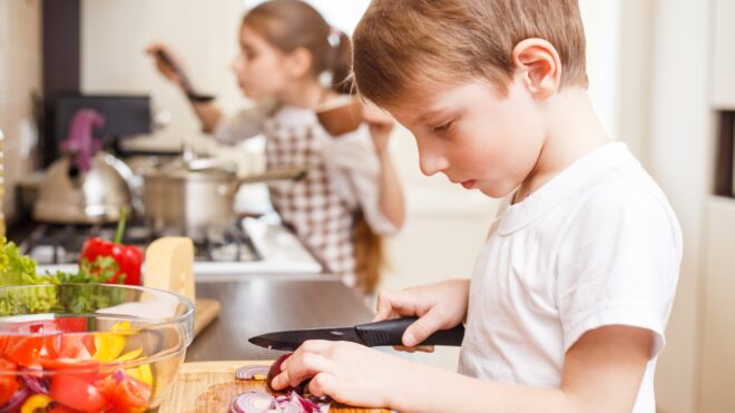 Kids cooking in kitchen