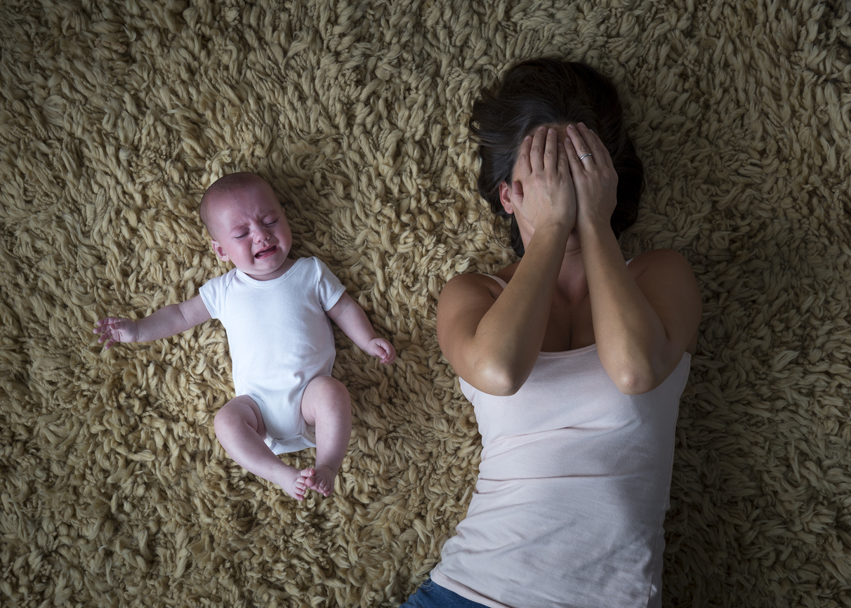 Stressed Mother and Her Baby