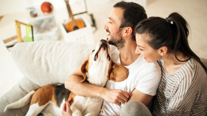 Family with a dog