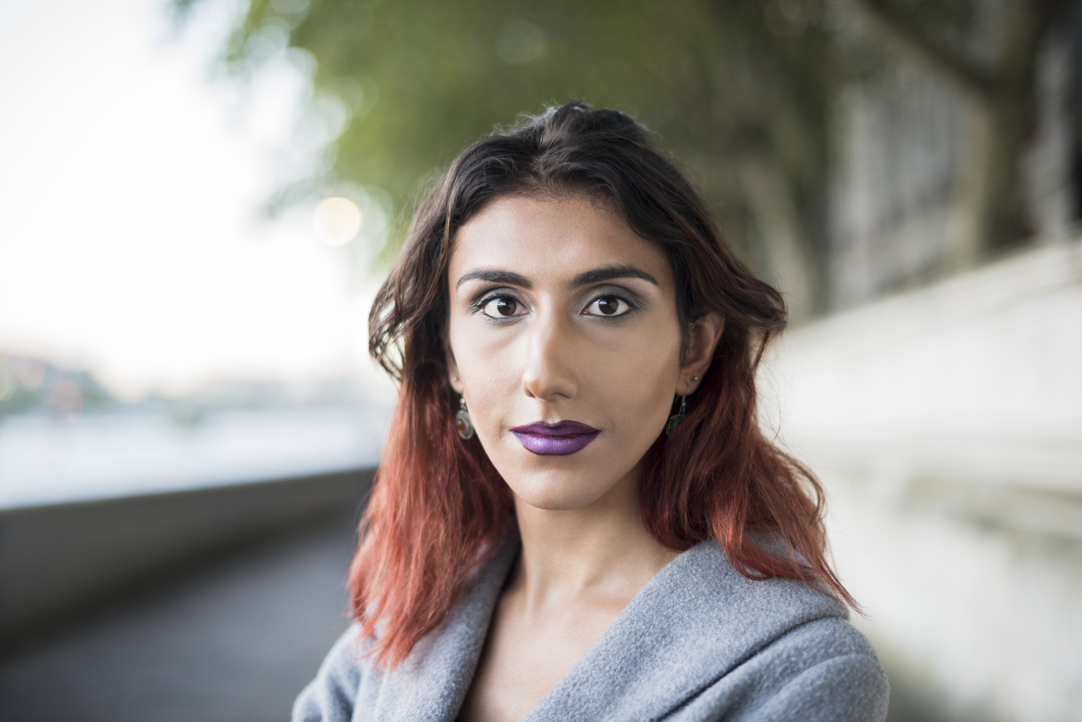 Portrait of transgender female looking towards camera