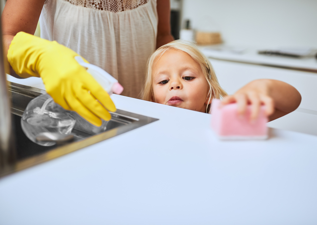 Keeping their home clean and shining