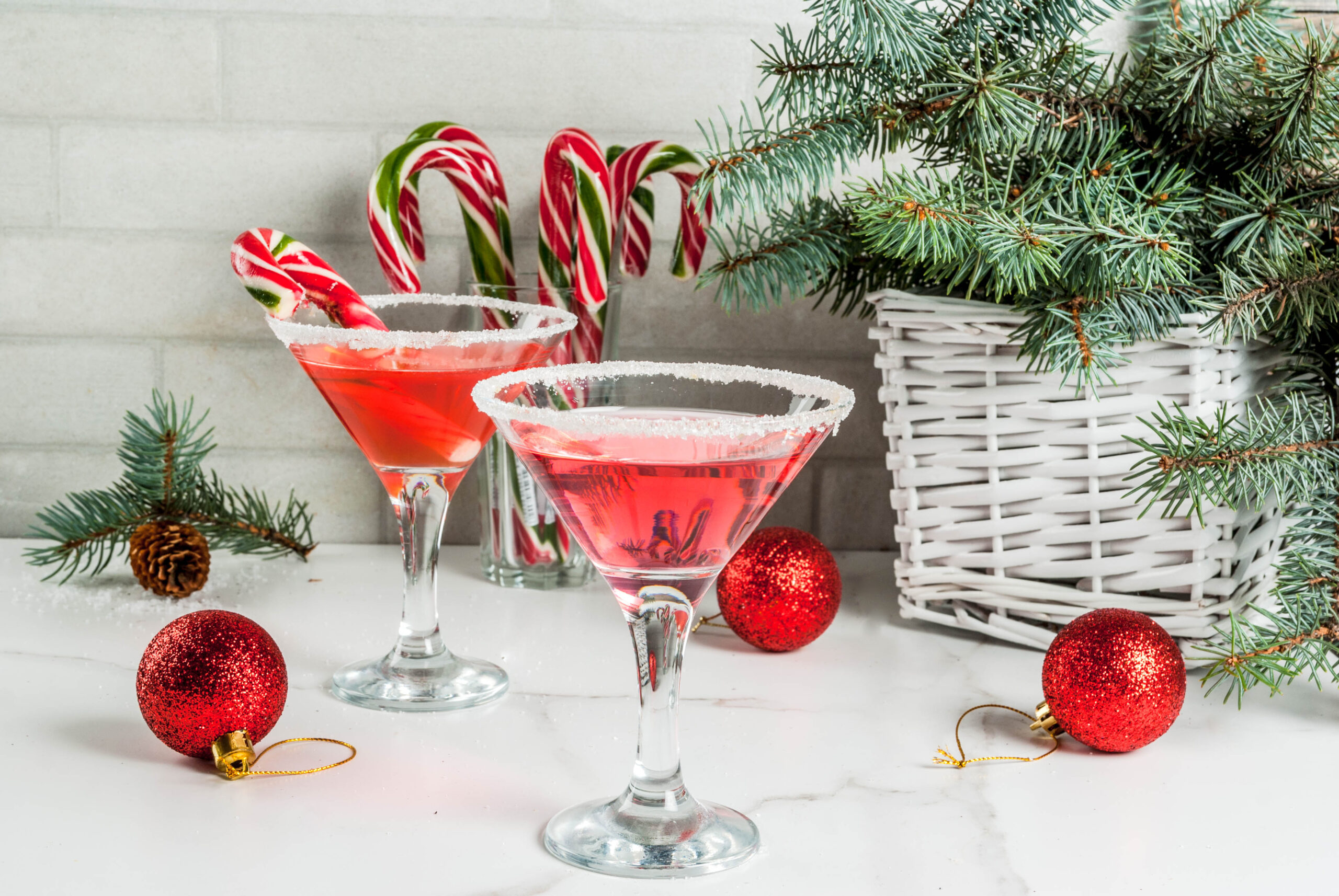 Christmas pink peppermint martini