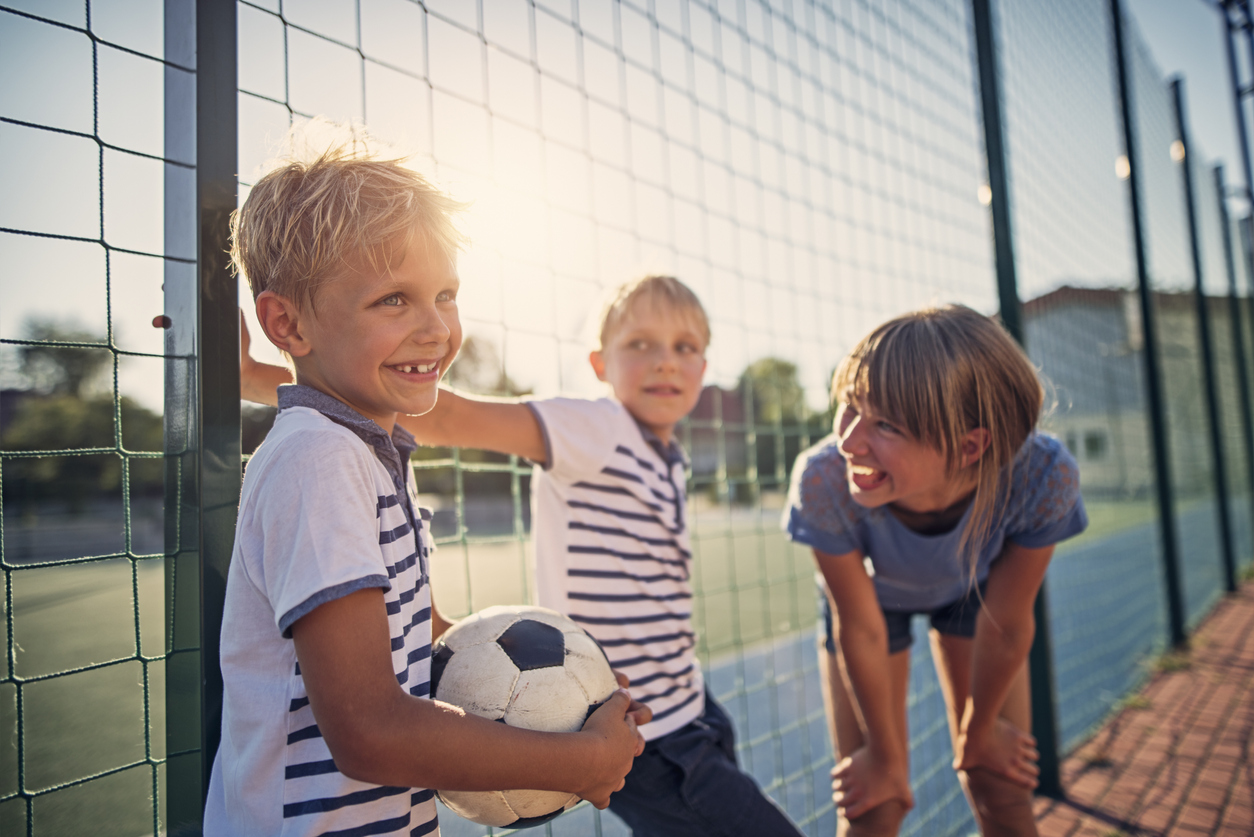 Kids having fun at the schoolyard