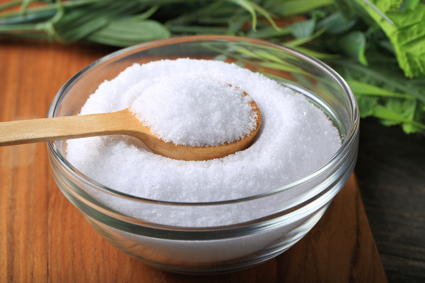 Xylitol in a glass bowl