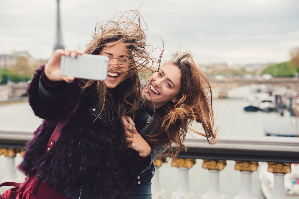 Girls enjoying vacation in Paris