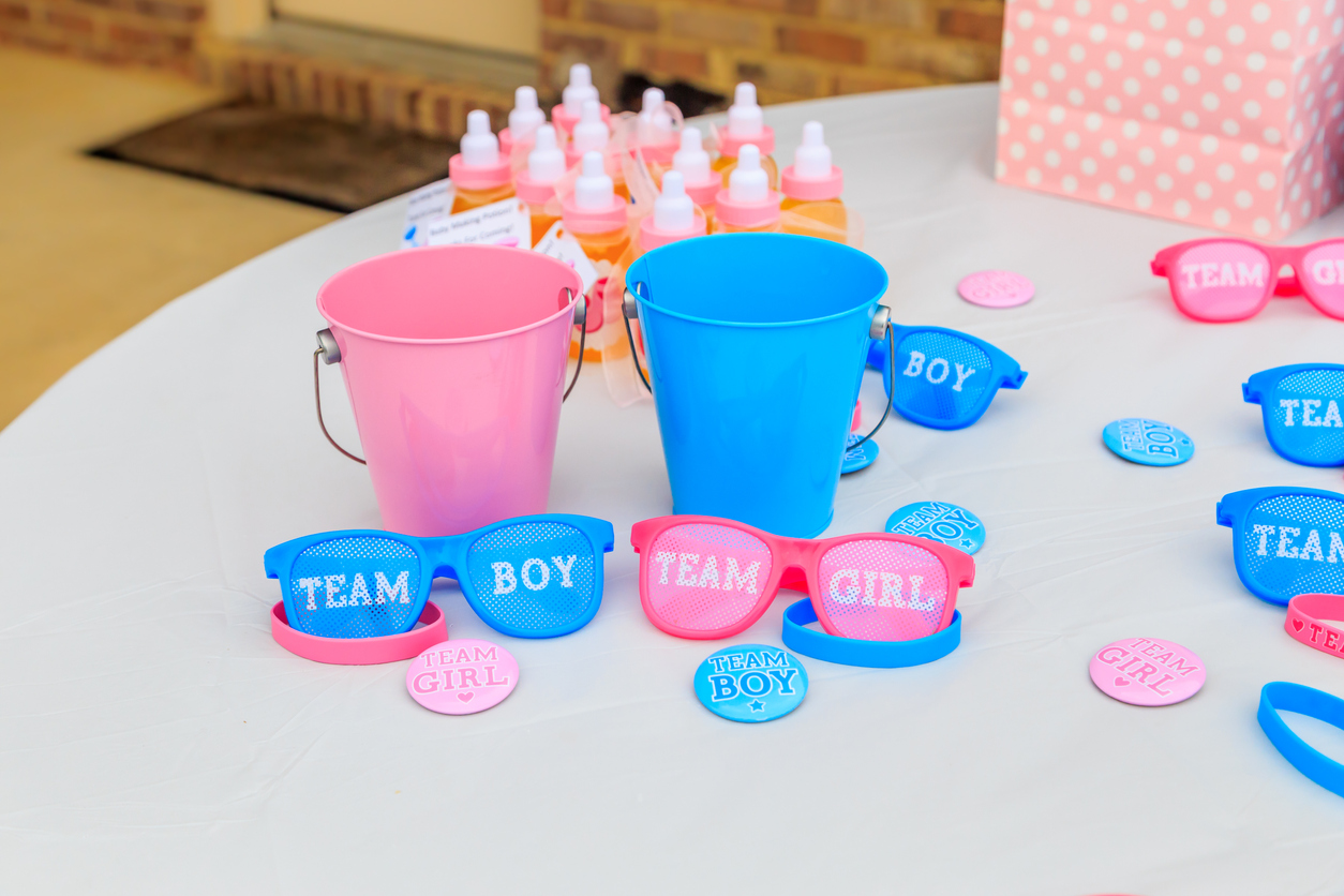 Outdoor Pink and Blue Gender Reveal Party Decoration