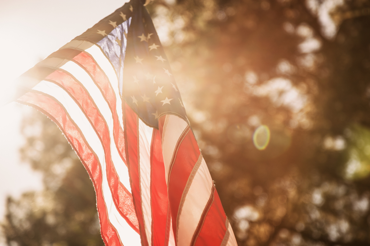 USA flag background for Memorial Day, July 4th.