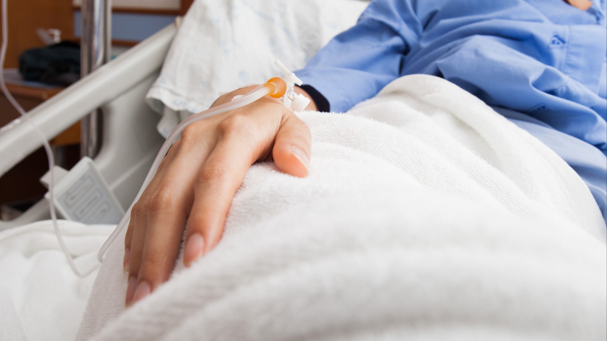 Woman in hospital bed