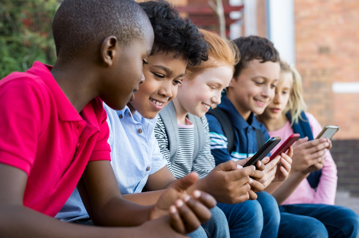 Children using smart phone