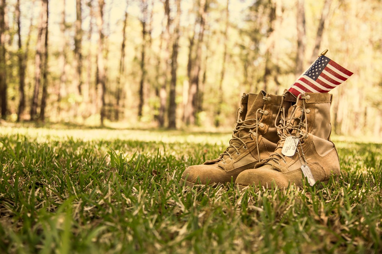 Military Flag In A Boot