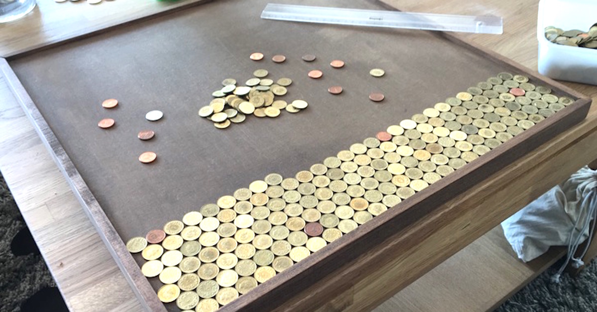 Coin Table Made From Scratch Out Of Swiss 5-Rappen Pieces