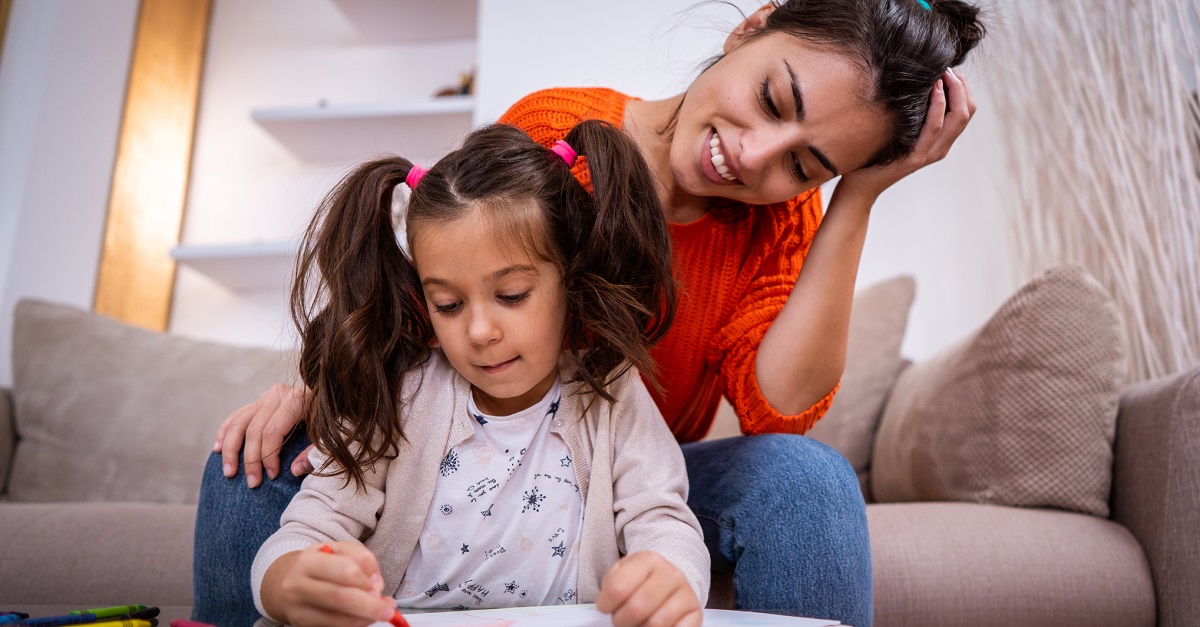 Mother and daughter spending relaxing day at home