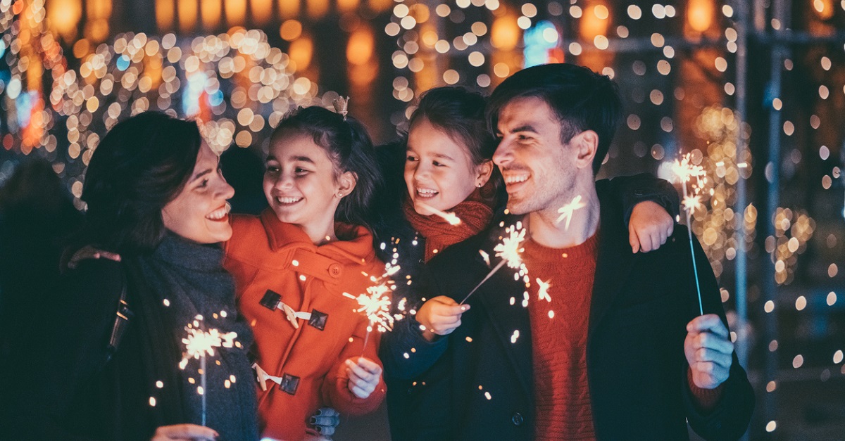 Happy family celebrating Christmas and New Year together