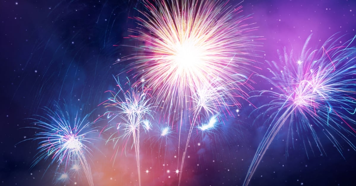 colorful fireworks on the night sky background.