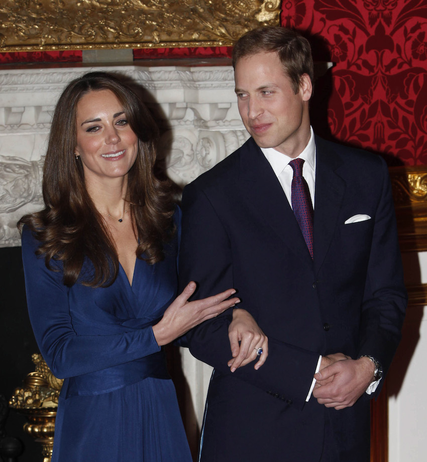 Prince William and Kate Middleton pose for photographers on the day they announced their engagement