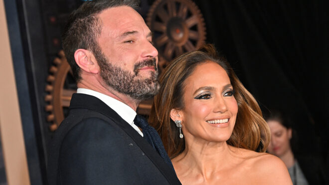 Ben Affleck, left, and Jennifer Lopez attend Amazon's "This is Me... Now: A Love Story" premiere at the Dolby Theatre in Los Angeles on Feb. 13, 2024. (Robyn Beck/AFP via Getty Images/TNS)