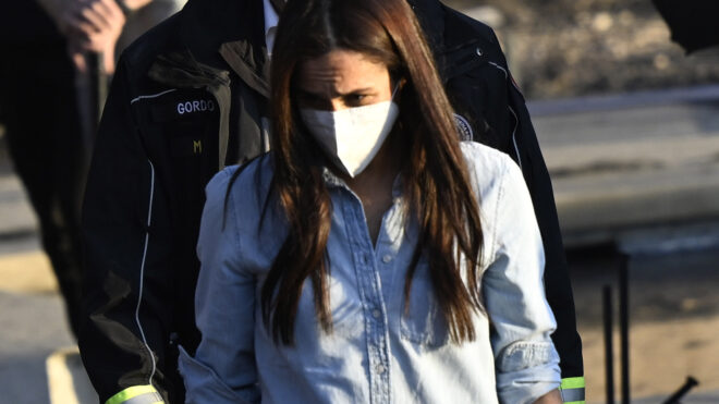 Meghan Markle, Duchess of Sussex member of the British royal family with mayor of Pasadena Victor Gordo at a home at 2858 Highview Ave. and Altadena Dr. that was destroyed during the Eaton Fire in Altadena, California, on Friday, Jan. 10, 2025. (Keith Birmingham/Orange County Register/TNS)