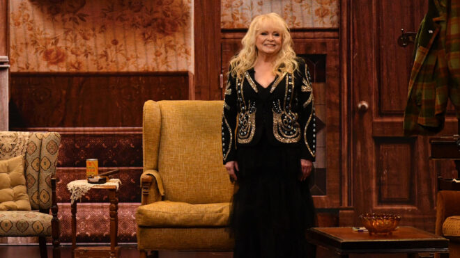 Rob Reiner, left, and Sally Struthers speak onstage during the 75th Emmy Awards at the Peacock Theatre at L.A. Live in Los Angeles on Jan. 15, 2024. (Valerie Macon/AFP/Getty Images/TNS)