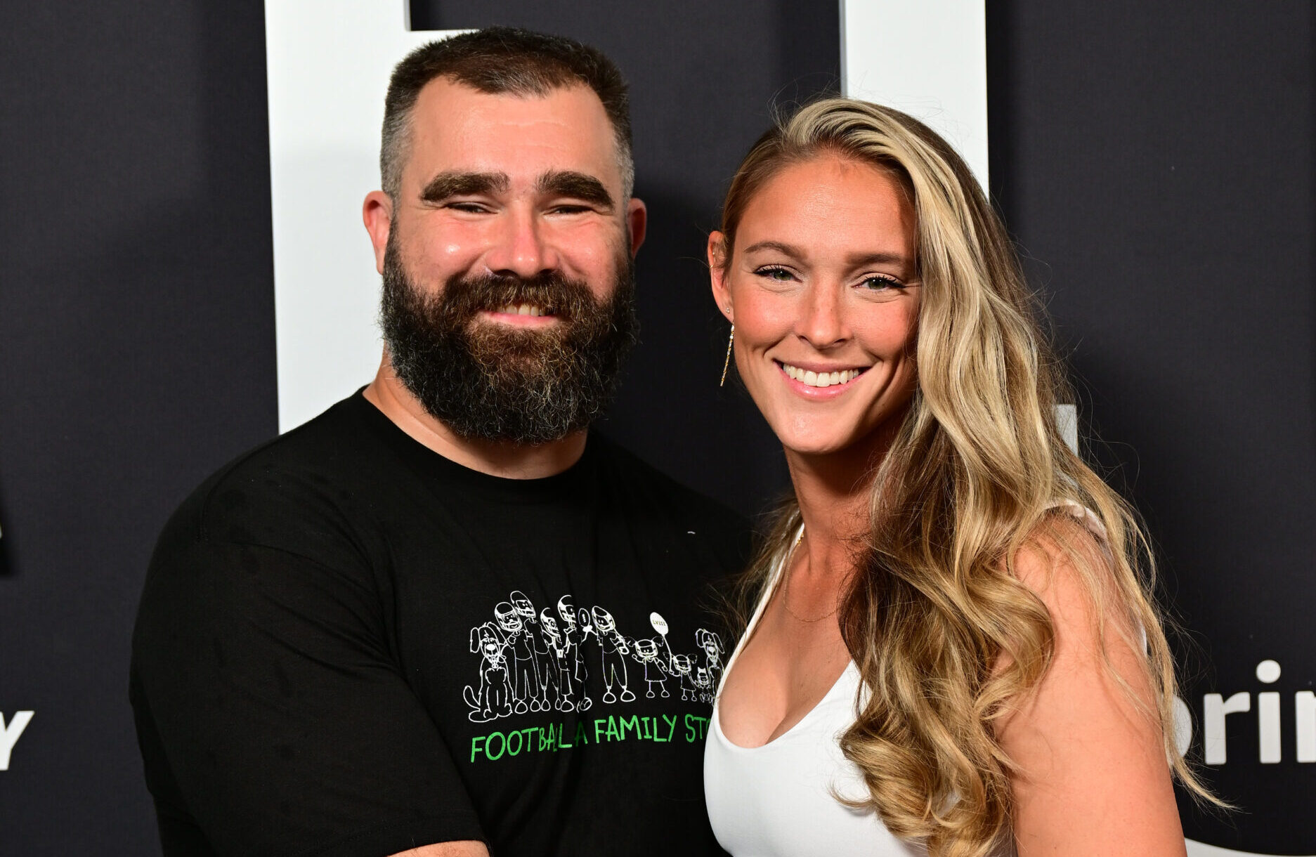 PHILADELPHIA, PENNSYLVANIA - SEPTEMBER 08: (L-R) Jason Kelce and Kylie Kelce attend Thursday Night Football Presents The World Premiere of "Kelce" on September 08, 2023 in Philadelphia, Pennsylvania. (Photo by Lisa Lake/Getty Images for Prime Video)