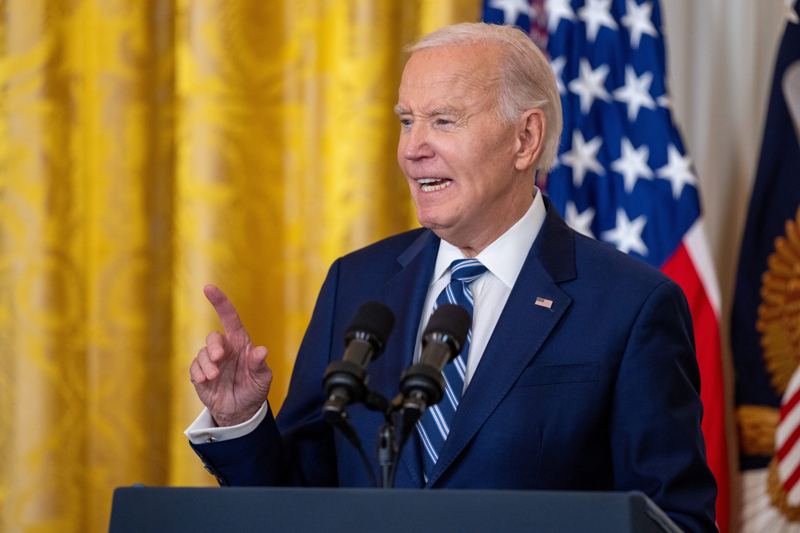 U.S. President Joe Biden speaks at the White House in Washington, D.C., the United States, on Jan. 5, 2025. Japan's Nippon Steel and United States Steel have jointly filed a lawsuit against the U.S. government over President Joe Biden's decision to block the buyout of the American steelmaker by the Japanese company, local media reported Monday. (Photo by Hu Yousong/Xinhua via Getty Images)