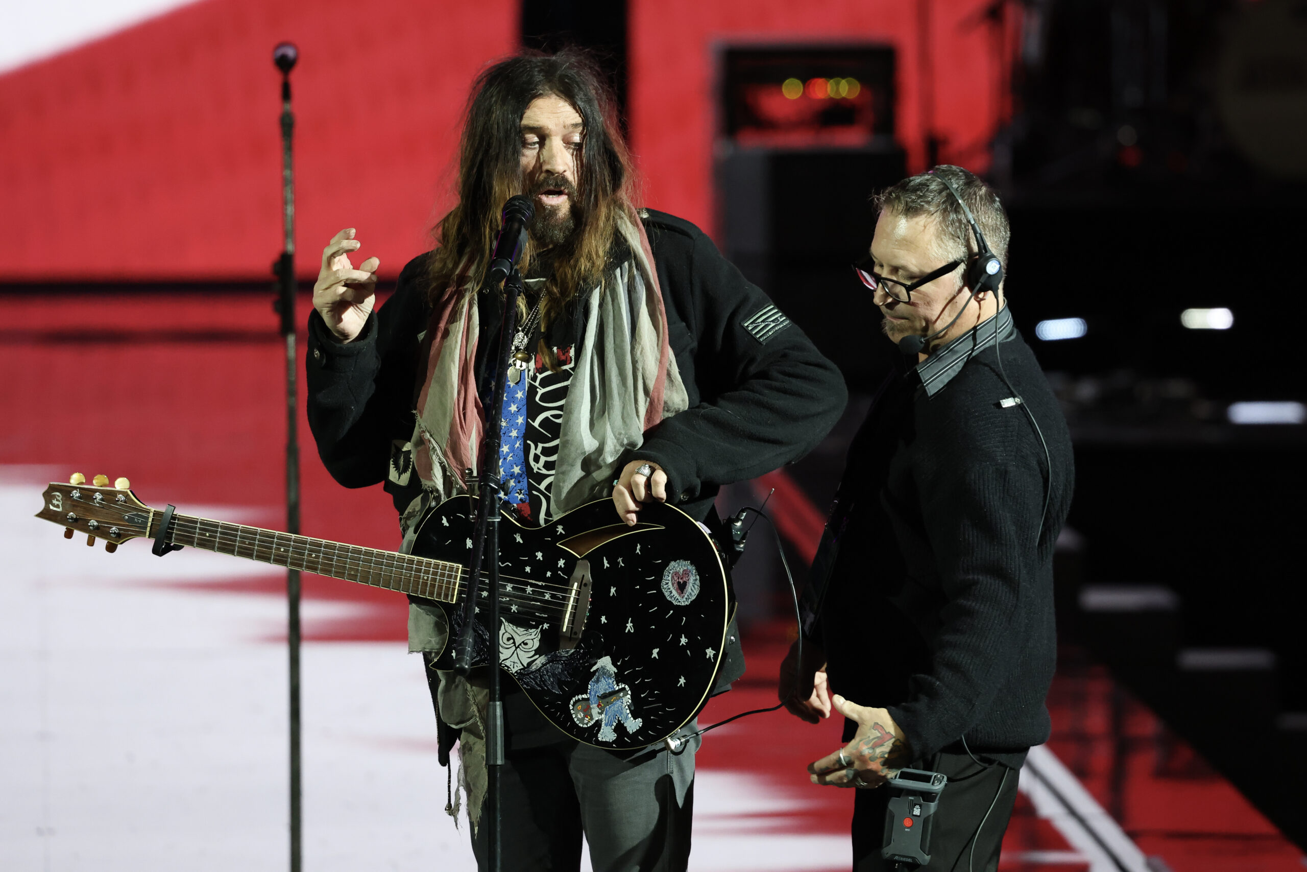 WASHINGTON, DC - JANUARY 20: Billy Ray Cyrus on stage during the Liberty Inaugural Ball where President Donald Trump is expected later in the evening on January 20, 2025 in Washington, DC. President Trump attends some of the inaugural balls after taking the oath as the 47th president. (Photo by Joe Raedle/Getty Images)