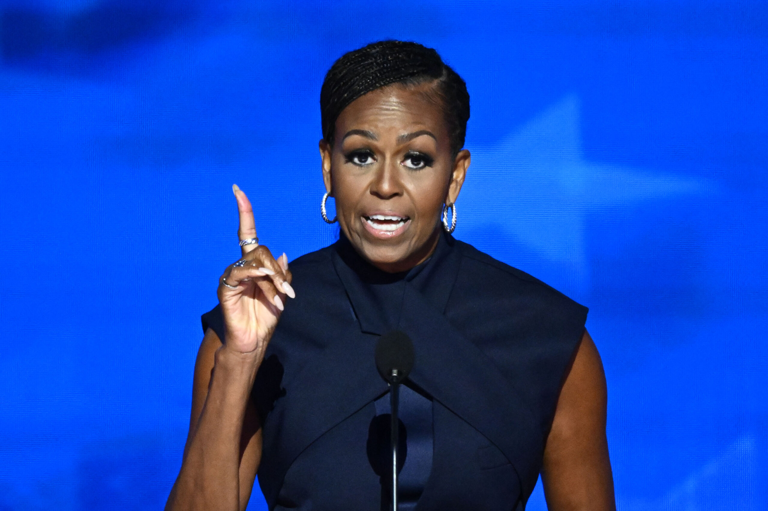 Former first lady Michelle Obama speaks on the second day of the Democratic National Convention at the United Center on Tuesday, Aug. 20, 2024, in Chicago. (Mandel Ngan/AFP/Getty Images/TNS)