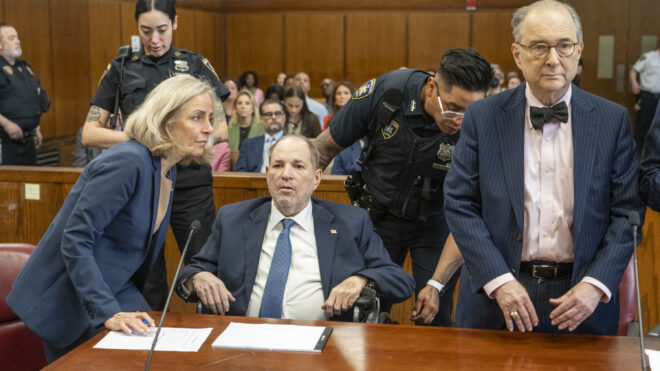 Former film producer Harvey Weinstein appears at a hearing in Manhattan Criminal Court on May 1, 2024, in New York City. It was his first public appearance since the New York State Court of Appeals overturned his 2020 rape conviction on April 25. (Steven Hirsch/Pool/Getty Images/TNS)