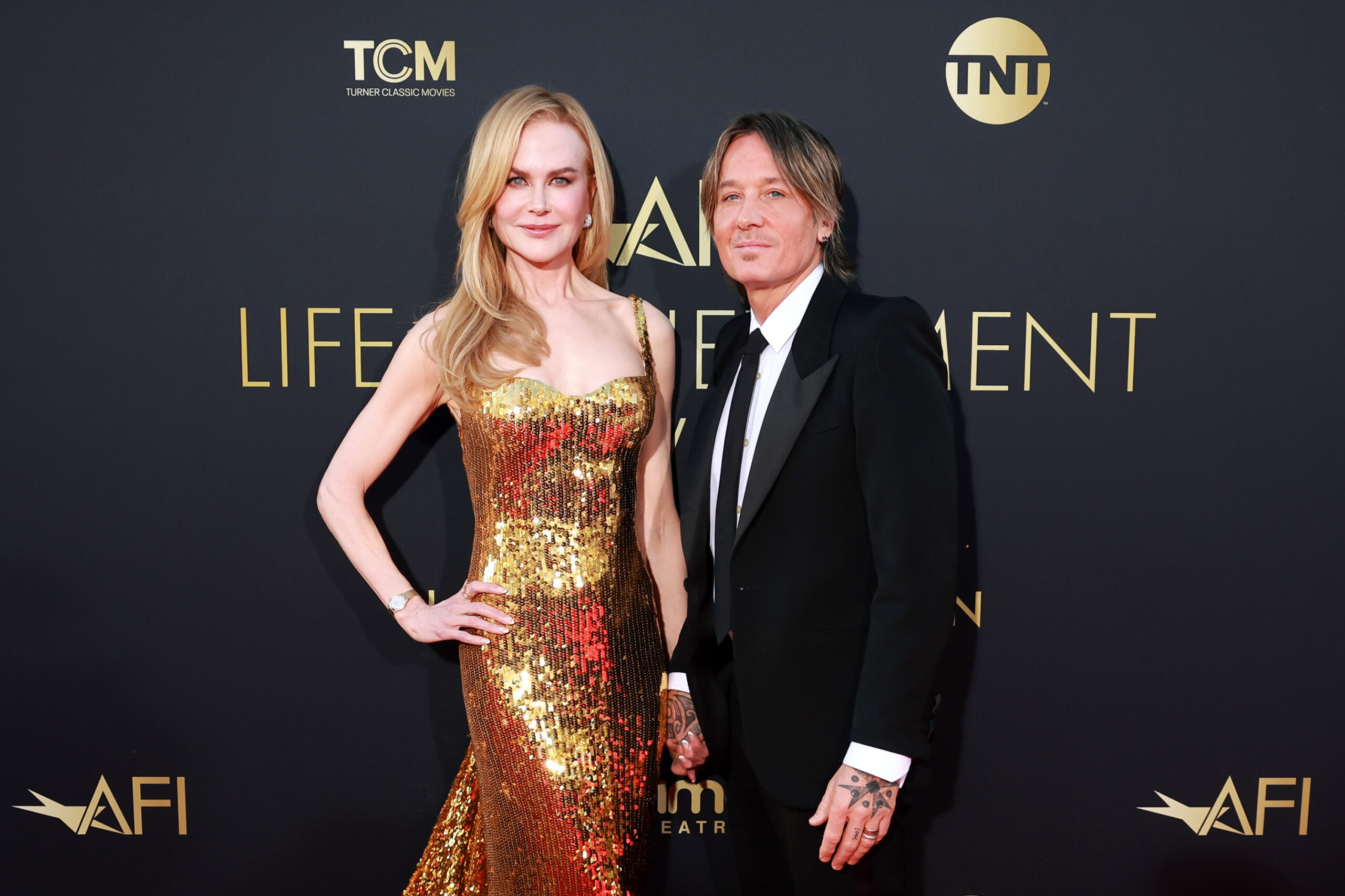 From left, Nicole Kidman and Keith Urban attend the 49th AFI Life Achievement Award Gala Tribute celebrating Nicole Kidman at Dolby Theatre on April 27, 2024, in Hollywood, California. (Matt Winkelmeyer/Getty Images/TNS)