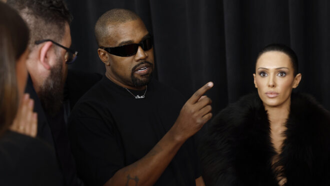 From left, Kanye West and Bianca Censori attend the 67th Grammy Awards on Sunday, Feb. 2, 2025, in Los Angeles. (Frazer Harrison/Getty Images/TNS)