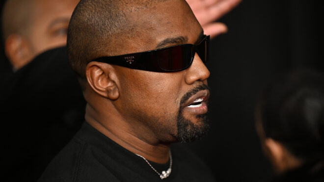 Kanye West arrives for the 67th Grammy Awards at Crypto.com Arena in Los Angeles on Feb. 2, 2025. (Robyn Beck/AFP via Getty Images/TNS)