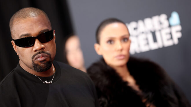 Kanye West, left, and Bianca Censori attend the 67th Annual Grammy Awards on Feb. 2, 2025, in Los Angeles. (Matt Winkelmeyer/Getty Images for The Recording Academy/TNS)