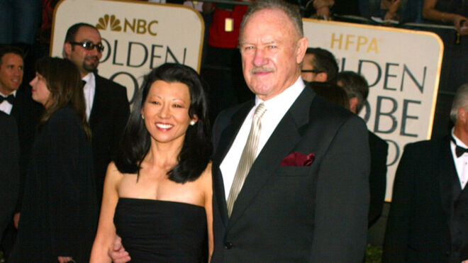 Gene Hackman & wife Betsy Arakawa during The 60th Annual Golden Globe Awards - Arrivals at The Beverly Hilton Hotel in Beverly Hills, California, United States. (Photo by Jeffrey Mayer/WireImage)