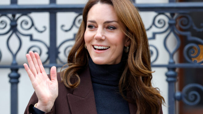 LONDON, UNITED KINGDOM - FEBRUARY 04: (EMBARGOED FOR PUBLICATION IN UK NEWSPAPERS UNTIL 24 HOURS AFTER CREATE DATE AND TIME) Catherine, Princess of Wales departs after attending the launch of the Bobeam Tree Trail at the National Portrait Gallery on February 4, 2025 in London, England. The interactive trail is a new project, from The Royal Foundation Centre for Early Childhood, based on the new Shaping Us Framework aimed at supporting the development of crucial social and emotional skills in under fives. (Photo by Max Mumby/Indigo/Getty Images)