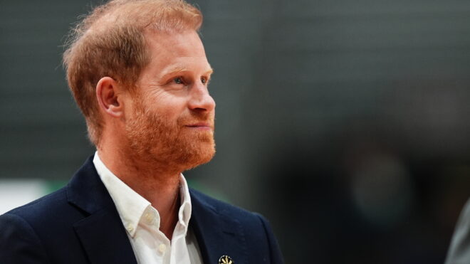 The Duke of Sussex during the medal presentation following the sitting volleyball final at Vancouver Convention Centre (VCC), at the 2025 Invictus Games in Vancouver, Canada. Picture date: Saturday February 15, 2025. (Photo by Aaron Chown/PA Images via Getty Images)