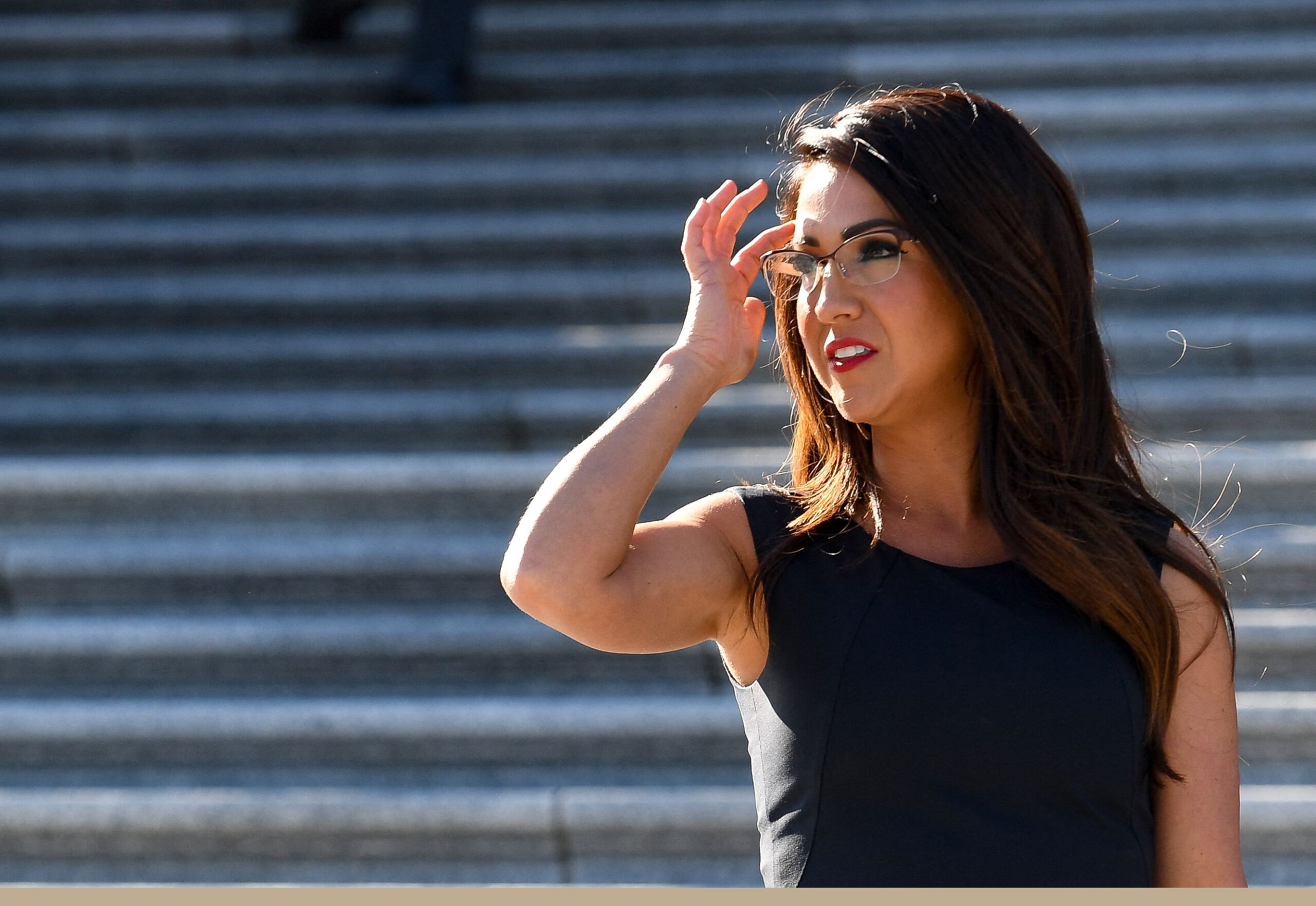 U.S. Rep. Lauren Boebert, R-Colo., looks on as she attends newly elected House Speaker Mike Johnson's news conference after his election, at the U.S. Capitol in Washington, D.C., on Oct. 25, 2023. (Olivier Douliery/AFP/Getty Images/TNS)