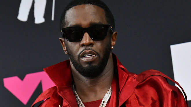 US producer-musician Sean "Diddy" Combs poses with the Global Icon award in the press room during the MTV Video Music Awards at the Prudential Center in Newark, New Jersey, on Sept. 12, 2023. (Angela Weiss/AFP via Getty Images/TNS)