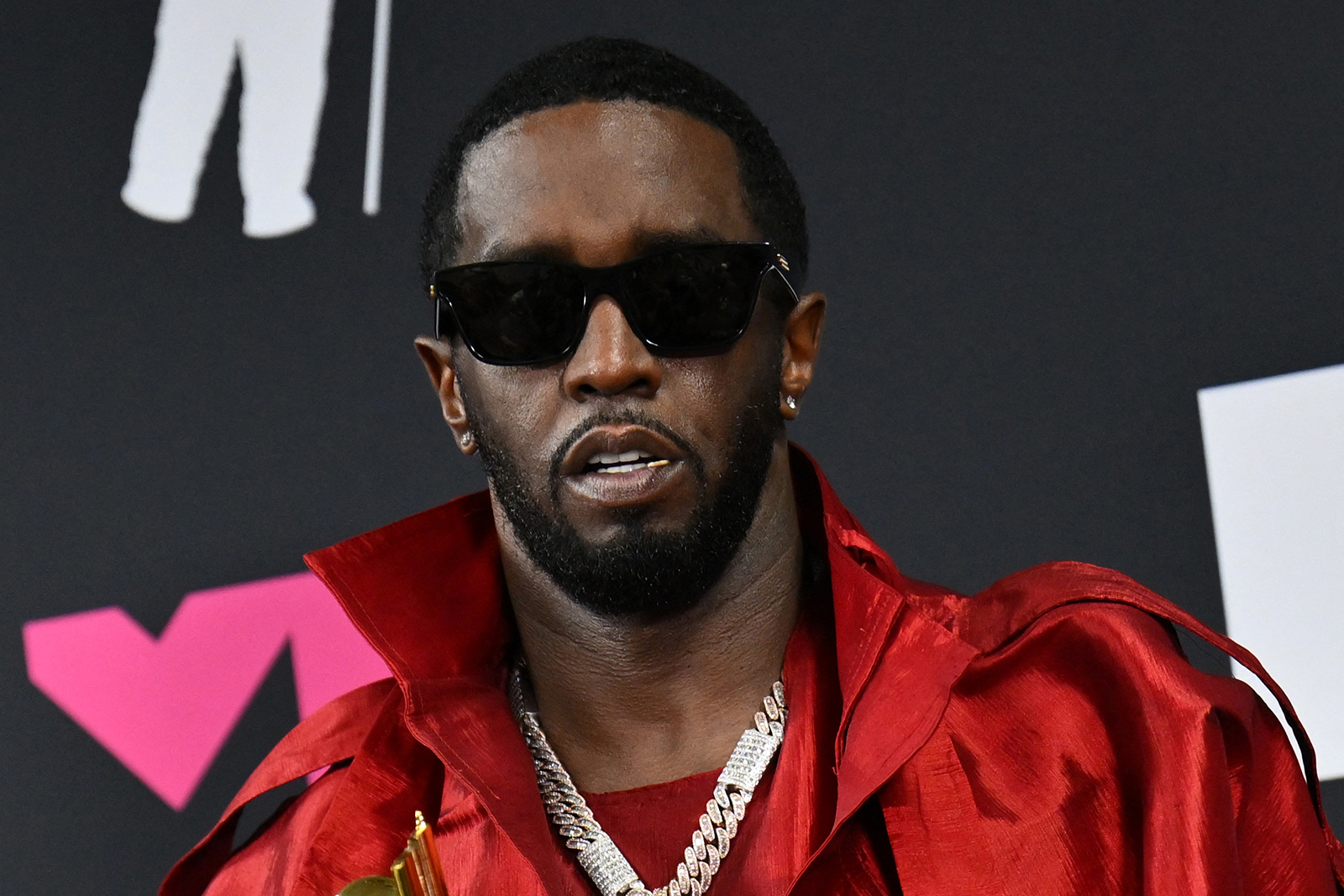 US producer-musician Sean "Diddy" Combs poses with the Global Icon award in the press room during the MTV Video Music Awards at the Prudential Center in Newark, New Jersey, on Sept. 12, 2023. (Angela Weiss/AFP via Getty Images/TNS)