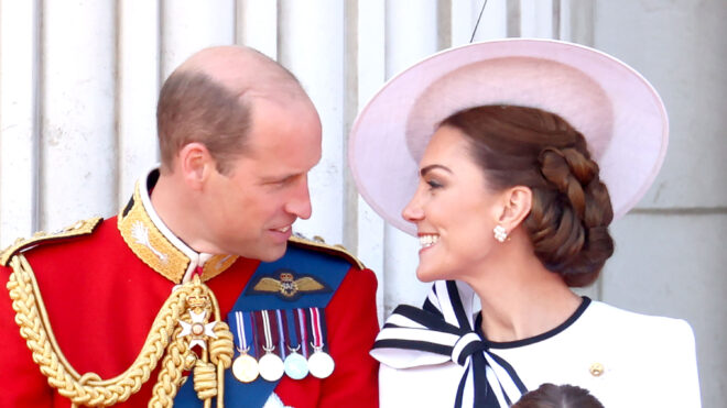 Prince William, Prince of Wales and Catherine, Princess of Wales on the balcony during Trooping the Colour at Buckingham Palace on June 15, 2024, in London. (Chris Jackson/Getty Images/TNS)