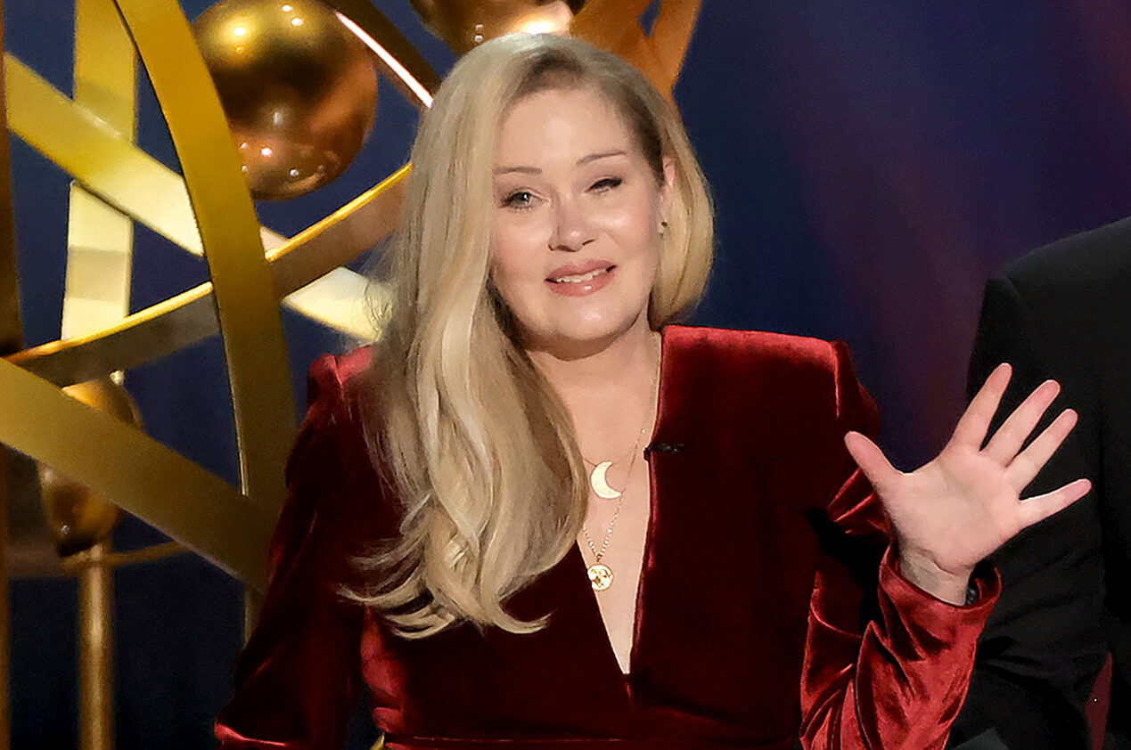 Christina Applegate speaks onstage during the 75th Primetime Emmy Awards at Peacock Theater on Jan. 15, 2024, in Los Angeles. (Kevin Winter/Getty Images/TNS)