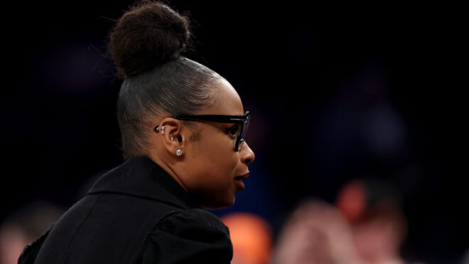 Jennifer Hudson attends an NBA game between the New York Knicks and the Golden State Warriors at Madison Square Garden on March 4, 2025, in New York. (Elsa/Getty Images/TNS)