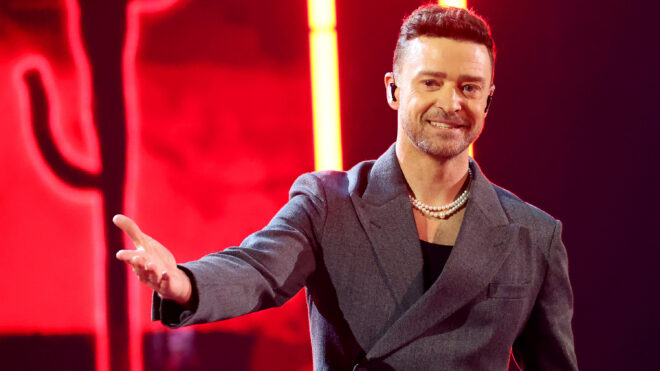 Justin Timberlake performs onstage during the 2024 iHeartRadio Music Awards at Dolby Theatre on April 1, 2024, in Los Angeles. (Amy Sussman/Getty Images/TNS)