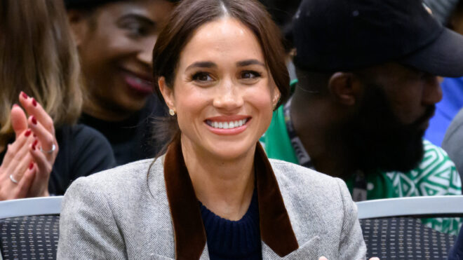 VANCOUVER, BRITISH COLUMBIA - FEBRUARY 09: Meghan, Duchess of Sussex attends the Wheelchair Basketball on day one of the 2025 Invictus Games at the Vancouver Convention Centre on February 09, 2025 in Vancouver, British Columbia. (Photo by Karwai Tang/WireImage)