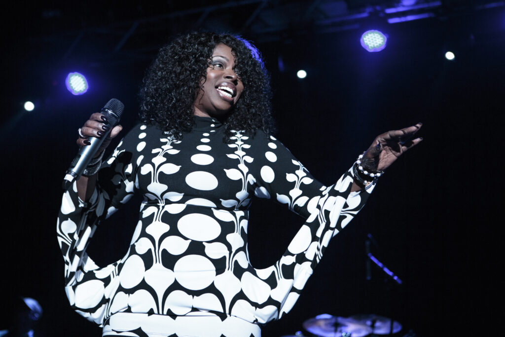 Angie Stone performs on stage at The Ritz, Manchester on April 24, 2014 in Manchester, United Kingdom.