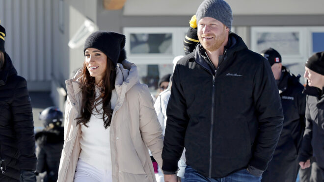 Meghan Markle and Prince Harry attend Invictus Games Vancouver Whistlers 2025's One Year To Go Winter Training Camp on Feb. 14, 2024, in Whistler, British Columbia. (Andrew Chin/Getty Images/TNS)